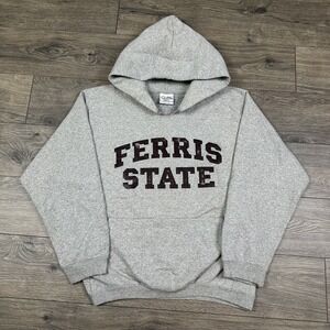 Vintage Ferris State Bulldogs Sweatshirt Adult Small Gray Hoodie‎ Pullover